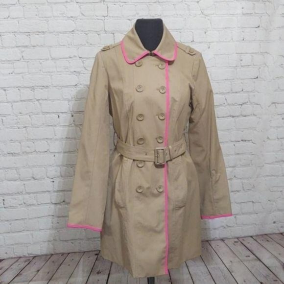 New York & Company Jackets & Blazers - Tan Trench w/ Pink Accents